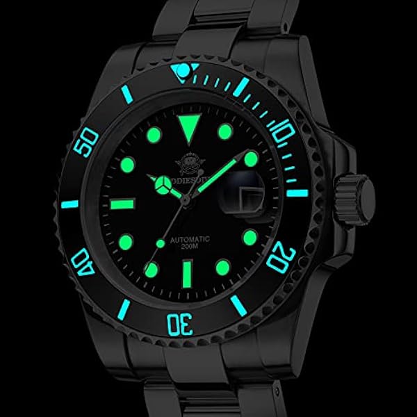 ADDIESDIVE Män analog automatisk klocka 20 bar vattentät lysande män dykklocka rostfritt stål armband